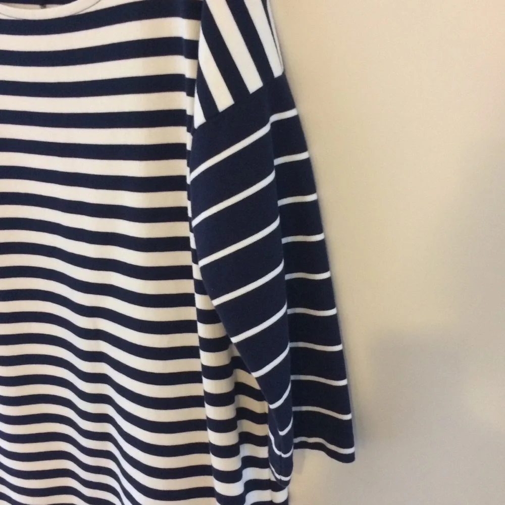 J. Crew Blue‎ & White Stripe 3/4 Sleeve Nautical T-Shirt Jersey Dress